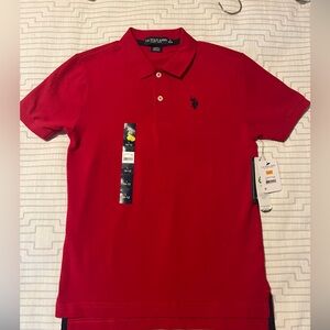 NWT US Polo Association Boys Red Polo Shirt L 10-12 Preppy